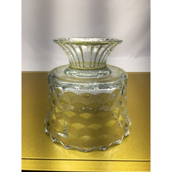 Vintage Fostoria American Pedestal Compote Bowl Dish Clear Glass Cube Pattern - Picture 3 of 16